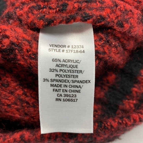 Northern Reflections Plaid Sweater Full Zipper Size Large Red and Black - Picture 6 of 10